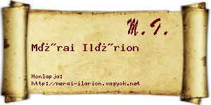 Mérai Ilárion névjegykártya