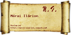 Mérai Ilárion névjegykártya